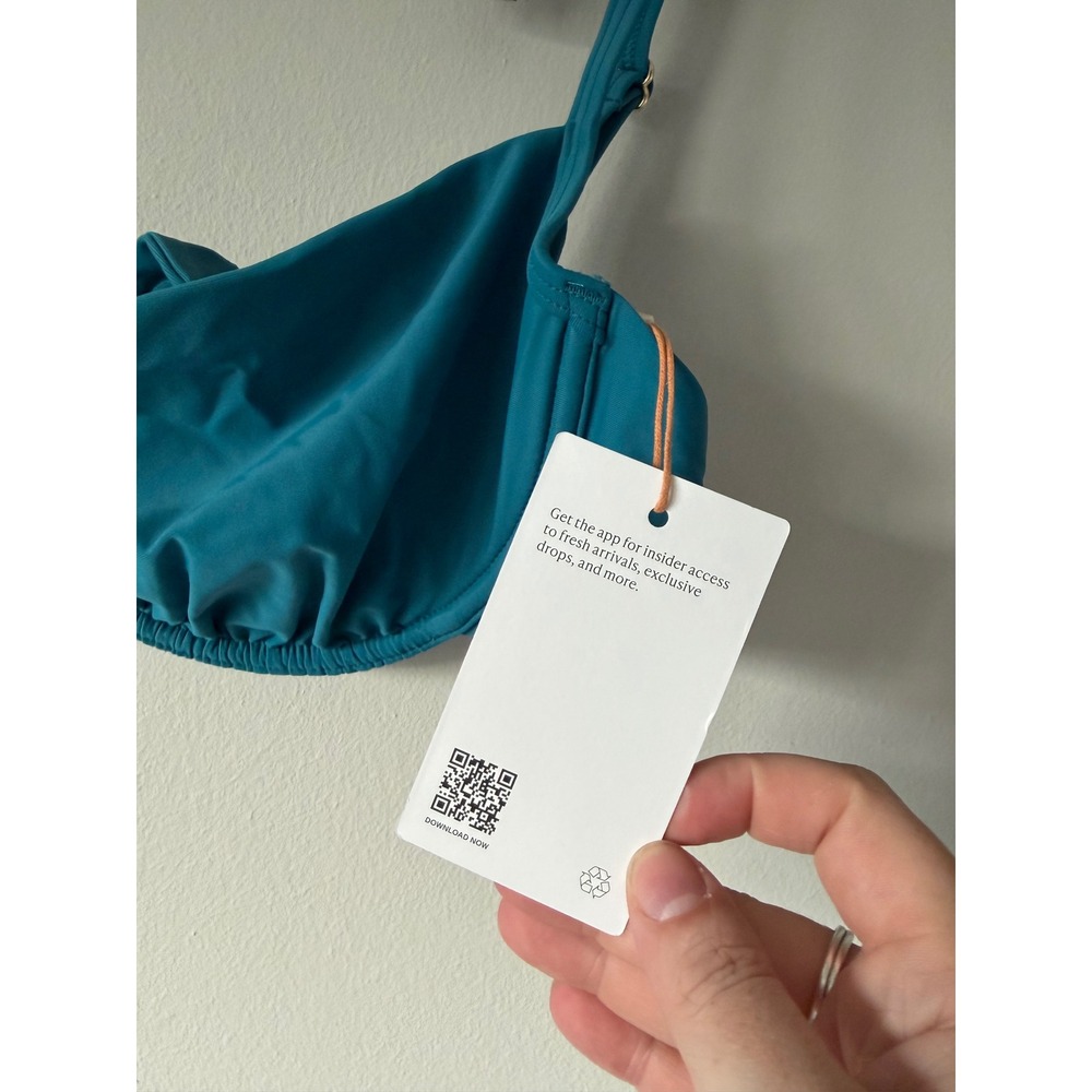 Quince Italian Demi Underwire Bikini Top Teal Blue XL NWT - Picture 3 of 8